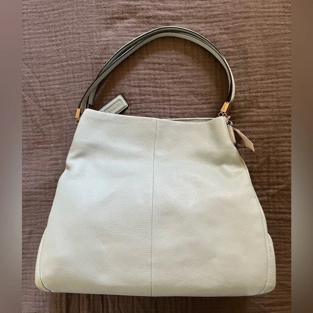 NWT vintage Coach Madison Phoebe Sea Mist blue leather shoulder bag tote - Picture 2 of 16